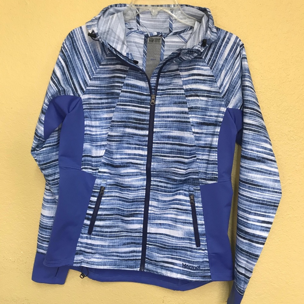 Marmot Womens Blue White Black Full Zip Hoodie Dam